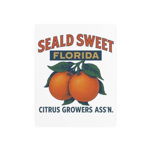 Seald Sweet Florida Citrus Metal Sign | Vintage Fruit Crate Wall Decor | Retro Farmhouse Kitchen Gift