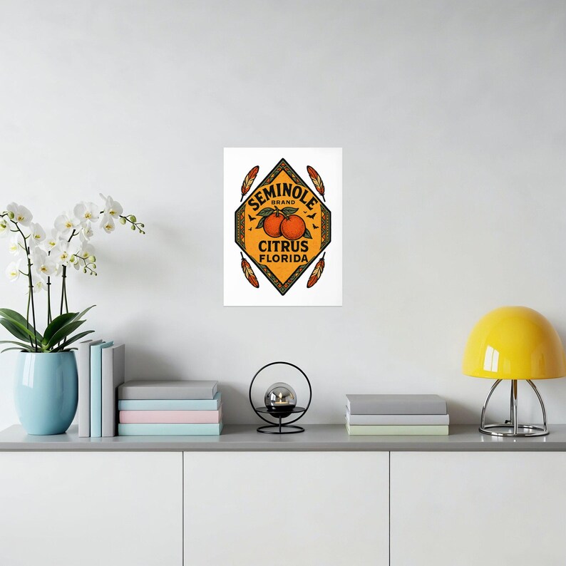 Seminole Citrus Florida Vintage Crate Label Poster Retro Orange Wall ...