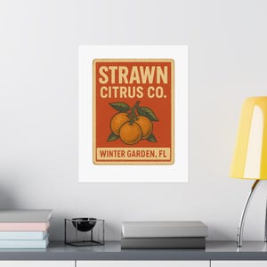 Strawn Citrus Co Poster | Vintage Florida Orange Crate Label Wall Art | Winter Garden FL Print