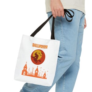 Halloween Witch Design Tote Bag: Spooky Trick or Treat Accessory