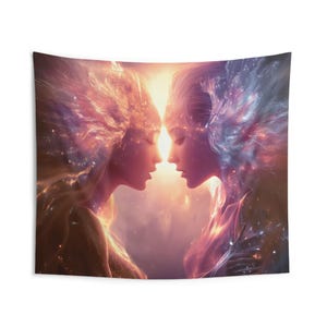Love Beyond: Lightfall Tapestry | Surreal Cosmic Wall Hanging | Mystical Fantasy Home Decor