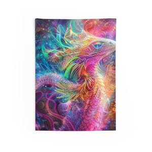 Luscentscale Lizard Tapestry | Neon Fantasy Lizard Wall Hanging | Surreal Psychedelic Statement Decor