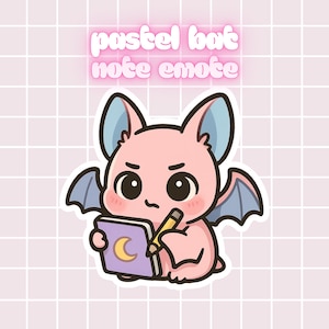 FREE-ish for limited time Pastel Bat Note Taking Emote – Cute Kawaii Twitch & Discord Emote