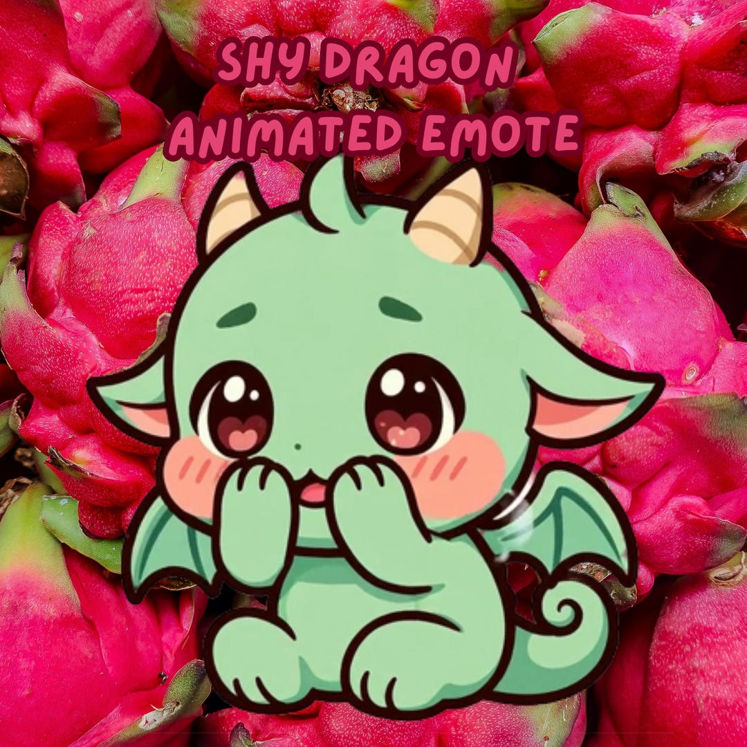 Chibi Fire Shy Dragon Animated Emote | Cute Twitch & Discord Animated Emote ...