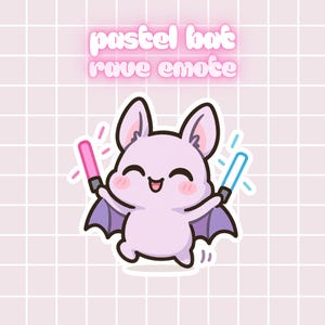 FREE-ish for a limited time Pastel Bat Rave Emote – Cute Kawaii Twitch & Discord Emote