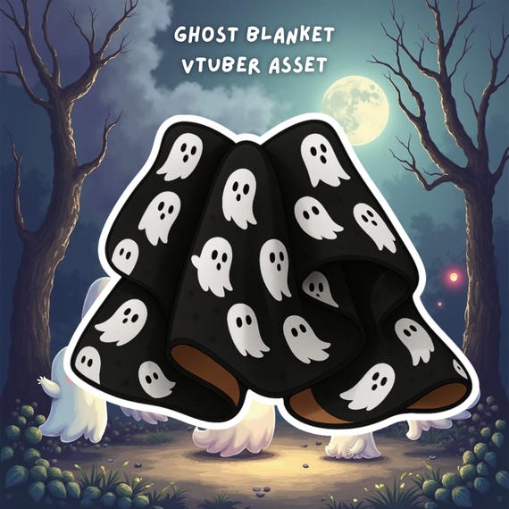 Ghost Blanket VTuber Asset: Spooky Halloween Prop (PNG)