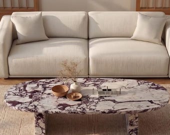 Mesa de centro de mármol a medida / Muebles de piedra modernos de lujo para la sala de estar