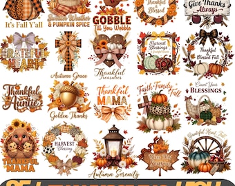 Thanksgiving PNG Clipart Bundle: Fall Designs (Digital Download)