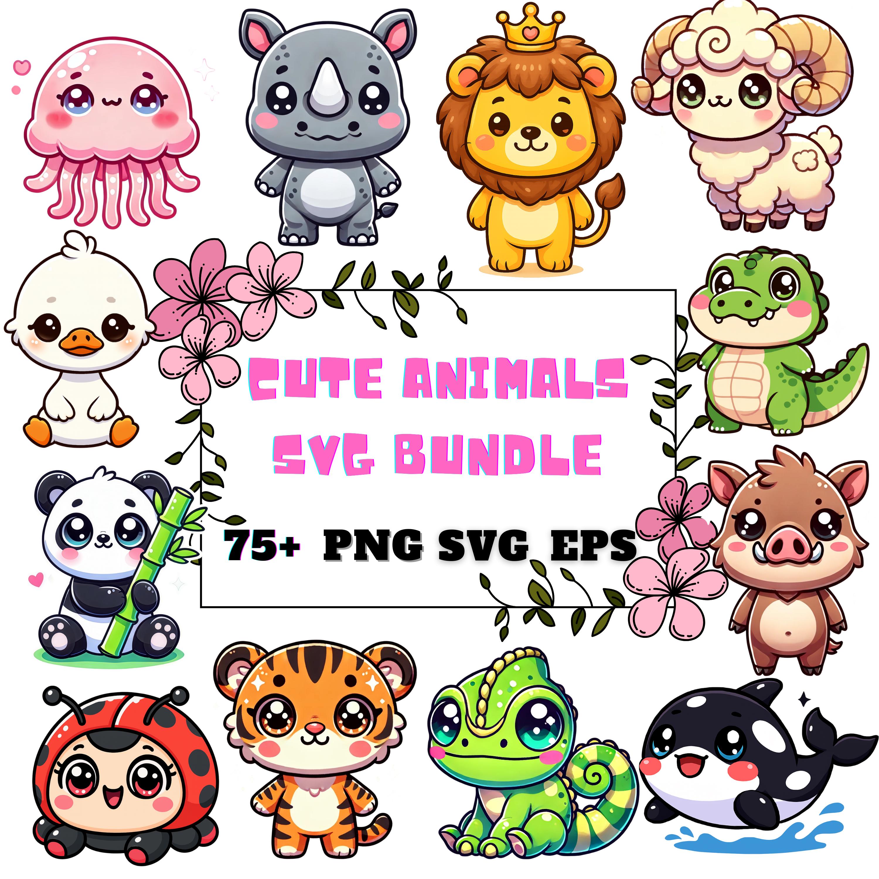 Cute Animals Svg Bundle: Kawaii Animal Designs (digital Download) - Etsy