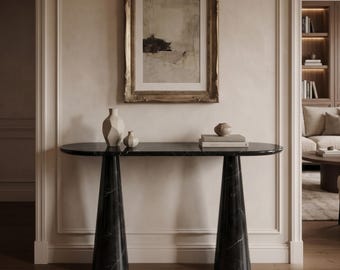 Consola de mármol negro a medida / Muebles modernos de piedra para sala de estar