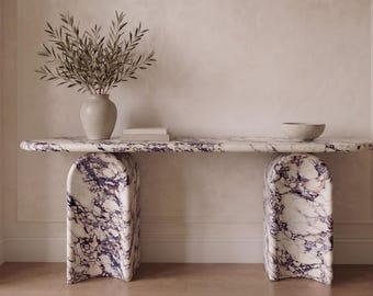 Custom Calacatta Viola Marble Console Table | Modern Stone Furniture