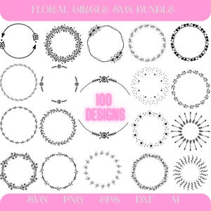 Floral Circle Svg Bundle,Wreath Svg Bundle,Circle Svg,Circle Png,Floral Wreath,Flower Wreath Svg,