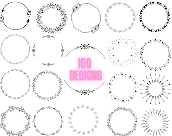 Floral Wreath SVG Bundle: Circle Design Elements (Digital Download)