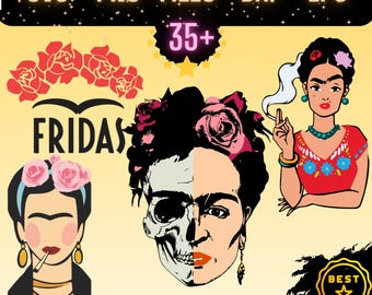 Frida Kahlo Clipart-paket (png, svg, eps, dxf), 35+ designer