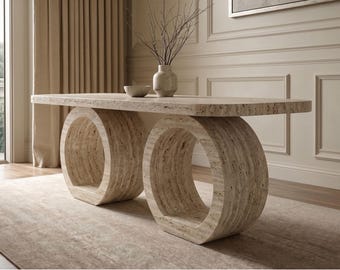 Mesa de centro de travertino a medida / Muebles de piedra modernos y de lujo para la sala de estar