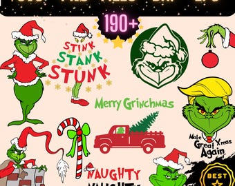Grinchen SVG-paket: Juldesigner för Cricut (digital nedladdning)