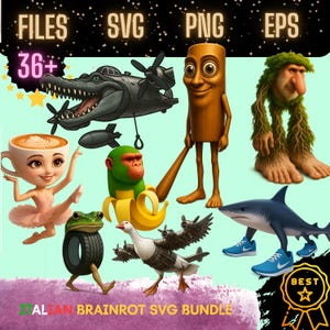 Italian Brainrot Svg Bundle ,Brainrot Png,Tung Tung Sahur,Tralalero Tralala ,Bombardino Crocodilo,Brr Brr Patapim,Digital Download,Printable