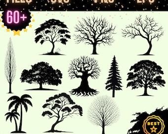Tree Silhouette Clipart: SVG, PNG, EPS Designs (Digital Download)