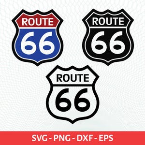 Route 66 SVG Bundle, Retro Highway Sign PNG, USA Road Sign Cut File Dxf, Route 66 svg, Cricut Route 66 Wings Design