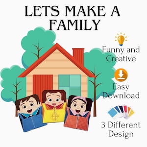 Familie origamibundel, afdrukbare pdf-set, vader moeder kind papercraft, direct downloaden, vouwsjablonen, DIY voor kinderen en volwassenen
