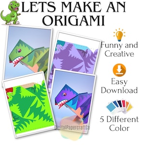 T-Rex Dinosaur Origami Template: Printable Papercraft DIY (PDF Download)