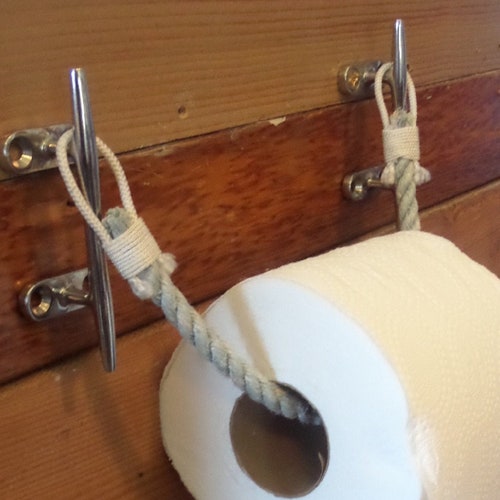 Nautical Decorrope Toilet Paper Holder With Cleats Beach Etsy