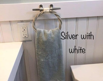 Rosdarmy 2 Pieces Nautical Rope Toilet Paper Holder Antique Industrial Secures Wall-Mounted Toilet Towel Rack Hanging Towel Ring Interior Decoration for Home Bathroom Kitchen 23.6 Inch