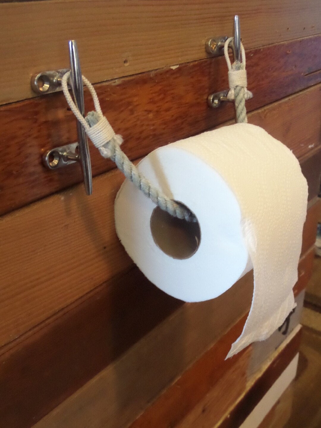 Rope Toilet Paper Holder With Cleats Nautical Decor Bathroom Etsy
