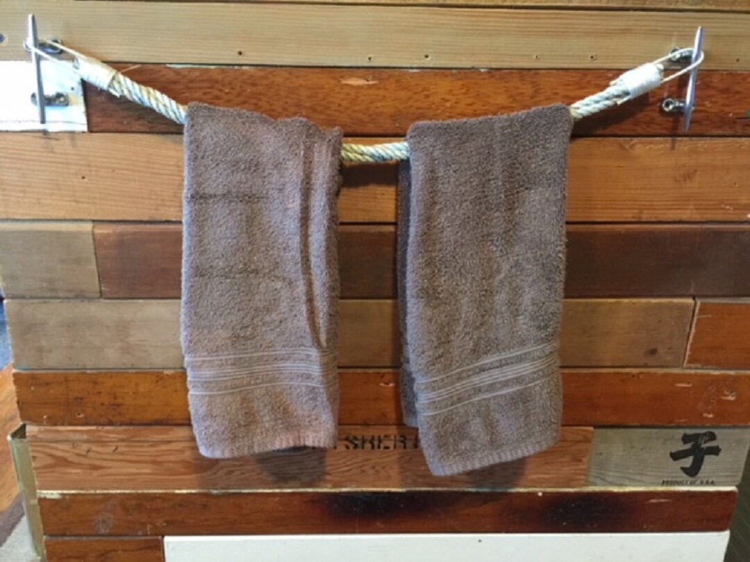 Rustic Rope Towel Rack With Stainless Steel Cleats Etsy