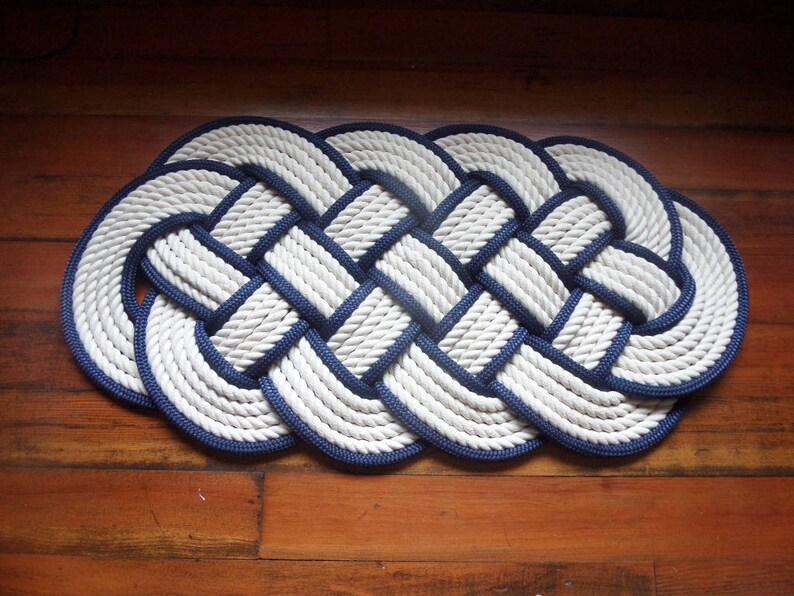 Off White Navy Accented Rope Mat Rug 32x 14 Tightly Woven - Etsy