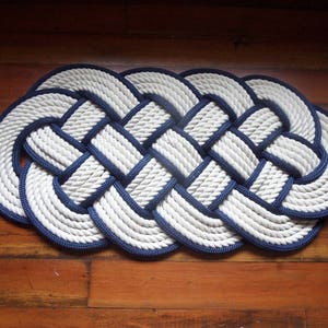 Off White Navy Accented Rope Mat Rug 32x 14 Tightly Woven - Etsy