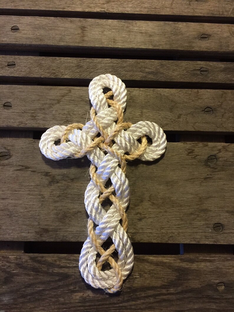 Rope Cross Handmade Knotted Woven White and Natural Rustic Etsy