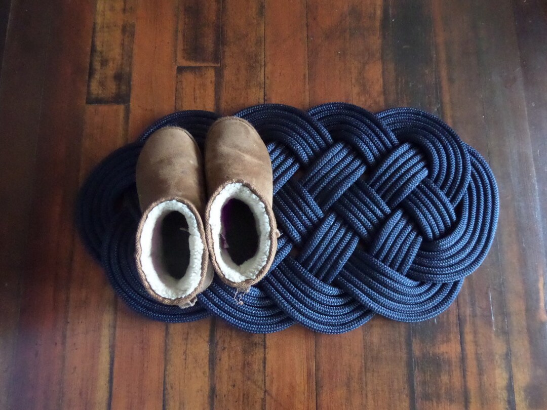 30 X 15 Navy Rope Rug Tightly Woven Knotted New Rope Indoor or Outdoor ...