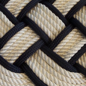 White and Navy Rope Rug 30 X 12 Rope Rug Beautiful - Etsy