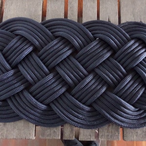 30 X 15 Navy Rope Rug Tightly Woven Knotted New Rope Indoor or Outdoor ...