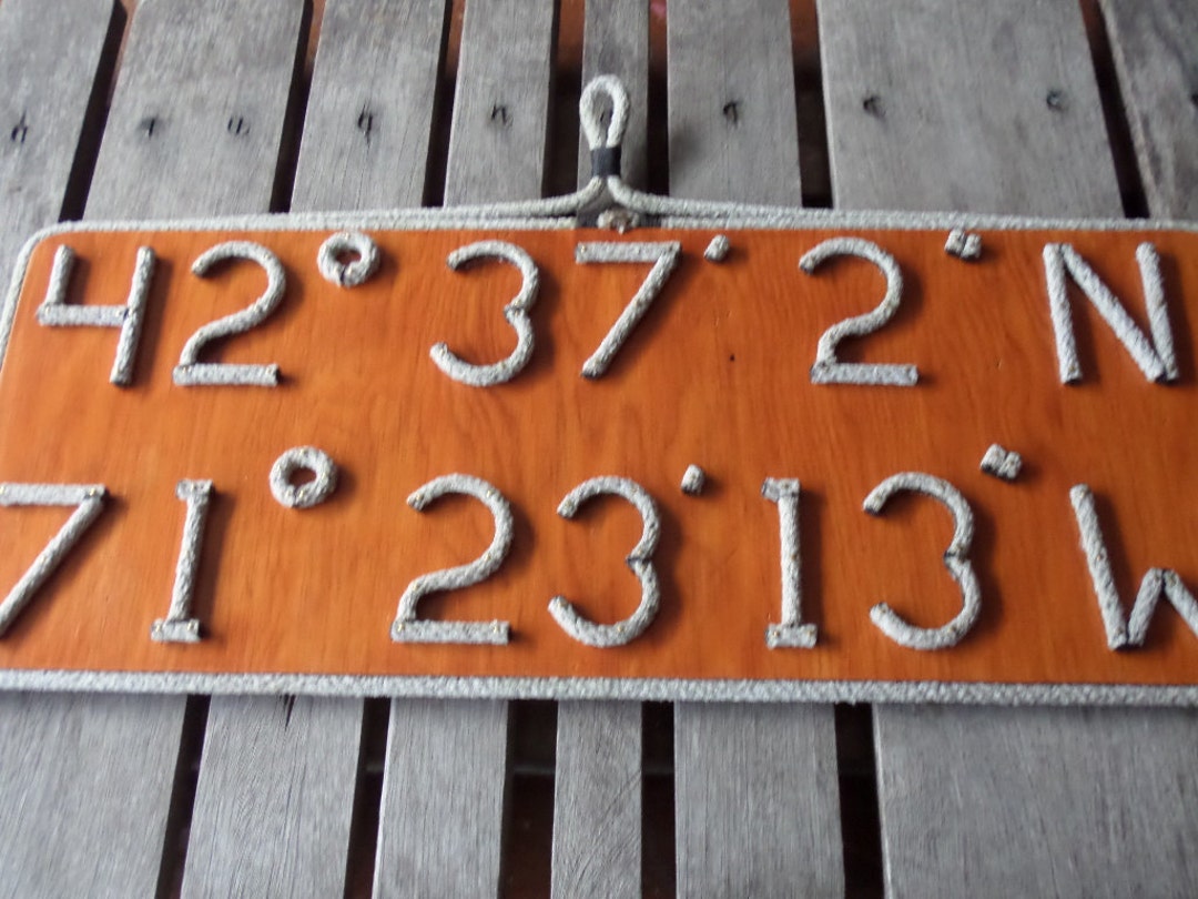 Navy or Wood Stained Wall Hanging Nautical Latitude & Etsy