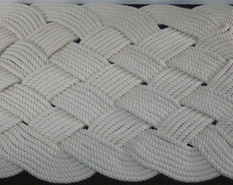 Cotton Soft Rope Rug Square 28" x 22"  Off-White Beautiful Soft Mat Nautical Knotted Bath Mat Lovers Knot