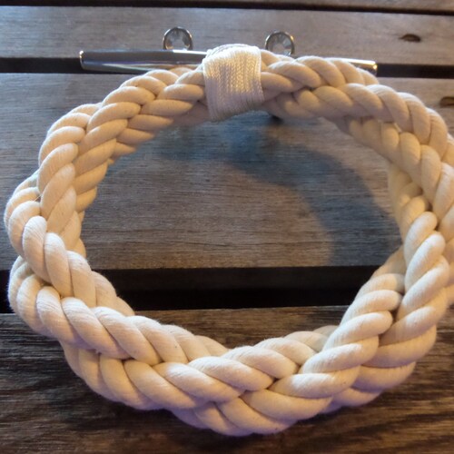 Rope Towel Ring With Stainless Steel Cleat Nautical Towel Etsy