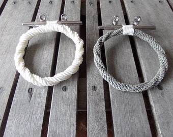 Industrial Rope Towel Ring With Stainless Steel Cleat / Choose Color Combos