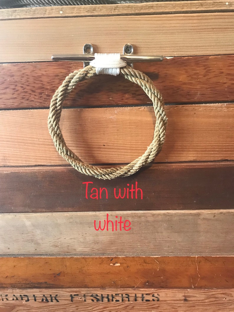 Rope Towel Ring With Stainless Steel Cleat Nautical Towel Etsy
