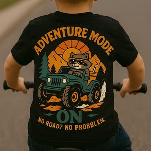 Adventure Raccoon Toddler T-Shirt: Camping Jeep Graphic Tee