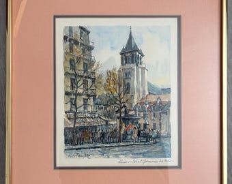 Pierre Eugène Cambier (1914–2000) Acuarelas originales, firmadas, “París – Saint Germain des Prés”