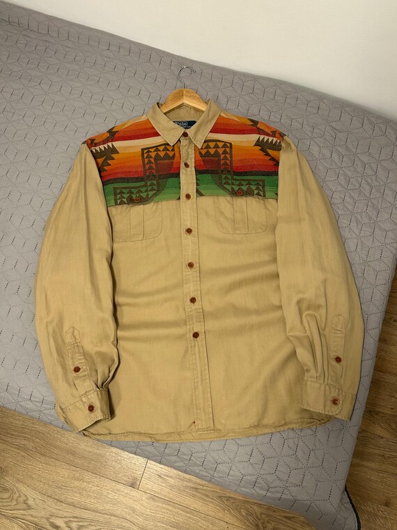 Polo Ralph Lauren Vintage 90's Rare Linen Southwestern Man's Polo Ralph Lauren Vintage 90's Rare Linen Southwestern Man's