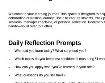 Aanpasbare leerdagboeksjabloon | Onboarding nieuwe medewerkers, verkooptraining, klantenservice en communicatie | Digitale download