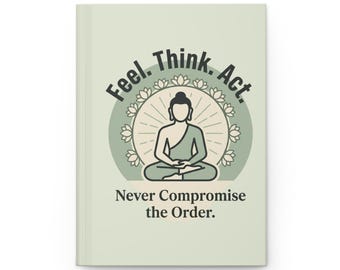 Feel Think Act Buddha design Hardcover Journal | Mindfulness Meditation Notebook