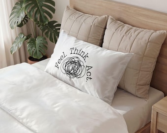 Fühle. Nachdenken. Akt. Baumwoll Kissen Sham | Mindfulness Spruch Dekorativer Überwurf Mutter's Vatertag Mama