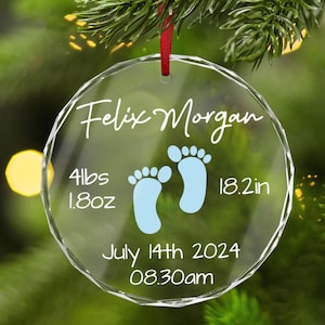 Personalized Birth Announcement Ornament, Custom Newborn Baby Birth Stats Keepsake, Customized Baby Shower Gift, Nursery Decor Present