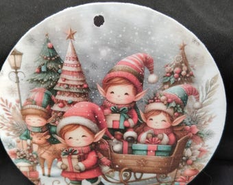 Acrylic Christmas Ornament: Snowmen, Santa & Elves