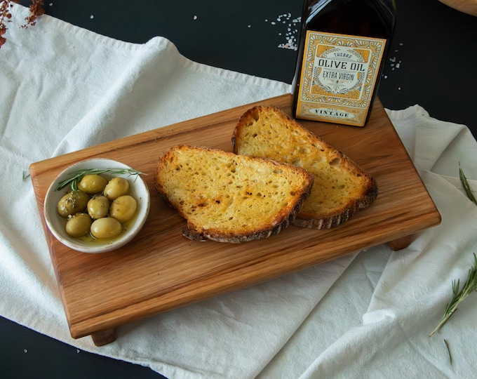Handmade Elm Wood Raised Serving Board – Rustic Wooden Display & Charcuterie Stand