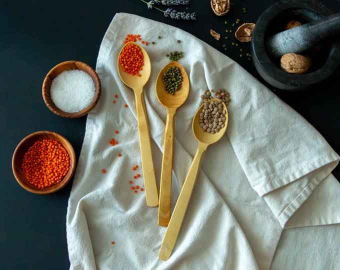Handmade Boxwood Serving Spoon Set (3) | Large Wooden Ladles for Cooking and Serving